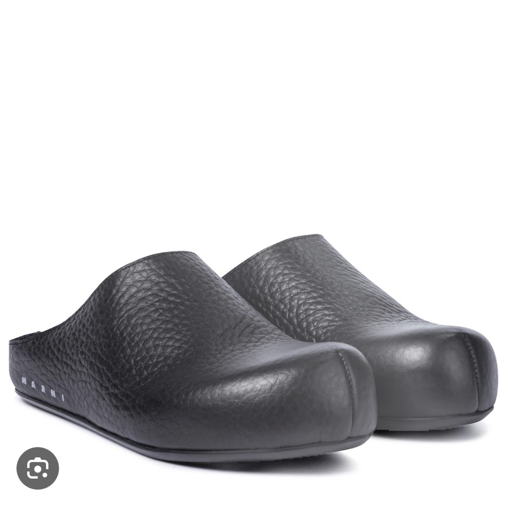 Marni all leather black sabot mules